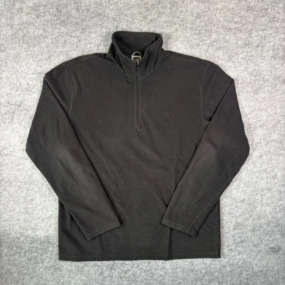 The North Face TKA 100 Quarter Zip Fleece Pullover Mens Medium Black Mock Neck